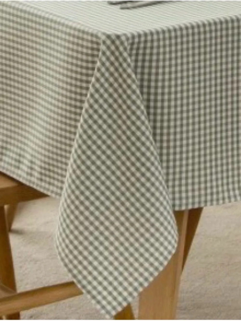 Gingham Tablecloth Heavyweight Polyester Fabric Rectangular 120x60” SAGE GREEN